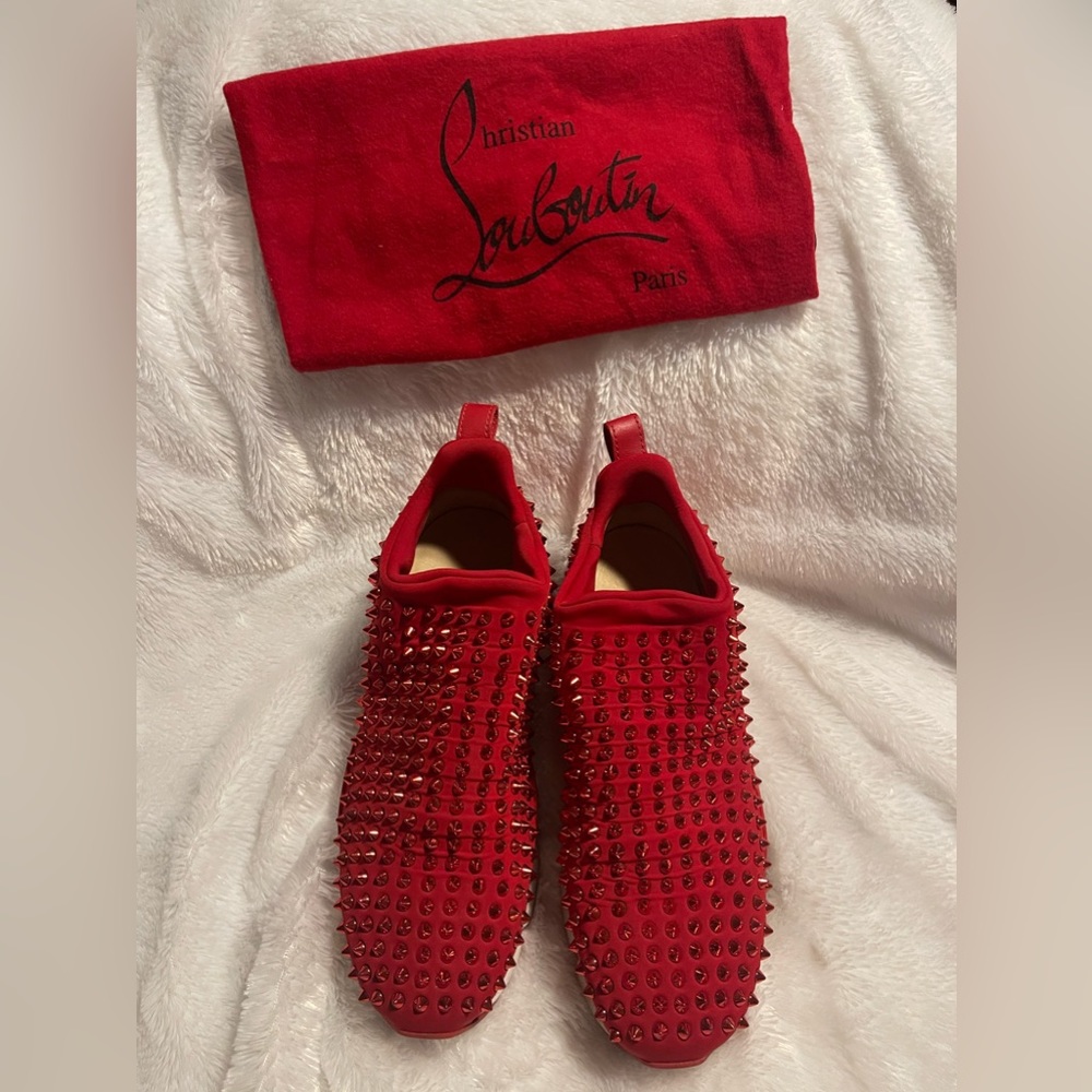 Christian Louboutin Spike Red tennis shoes